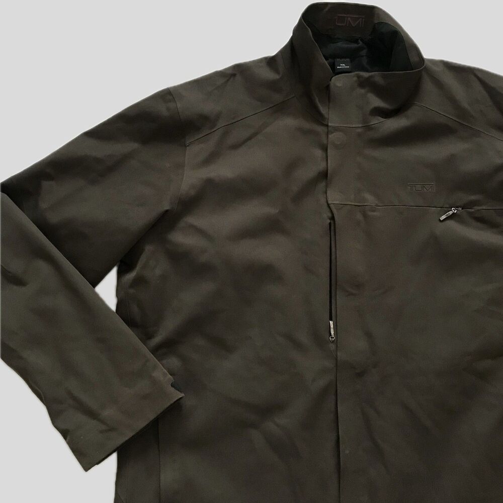 Tumi Brown Full Zip Long Sleeve Funnel Neck Mens Casual Windbreaker Jacket XXL